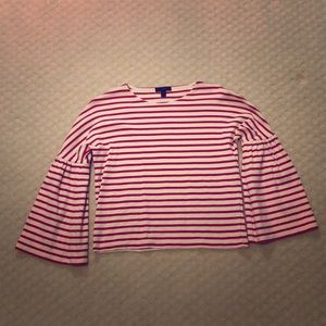 Red and White Striped Long Sleeve Shirt